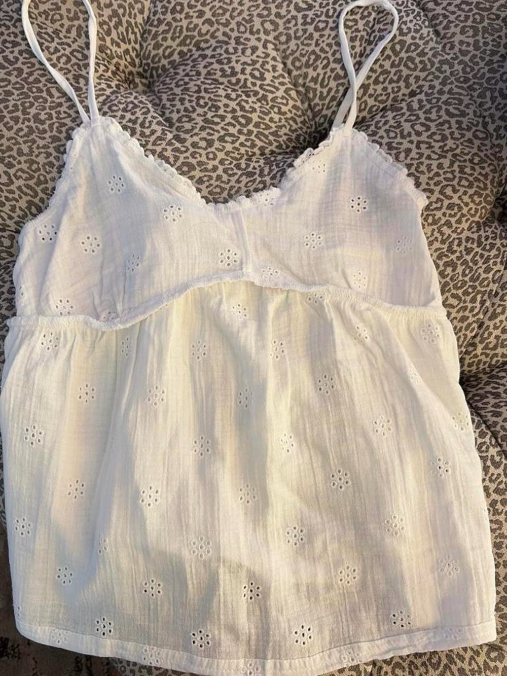 Primark White Eyelet Spaghetti Strap Tank